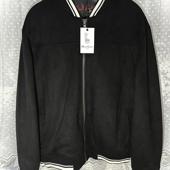 Robert Graham Faux Suede Men's Black Bomber Jacket RGF22R17